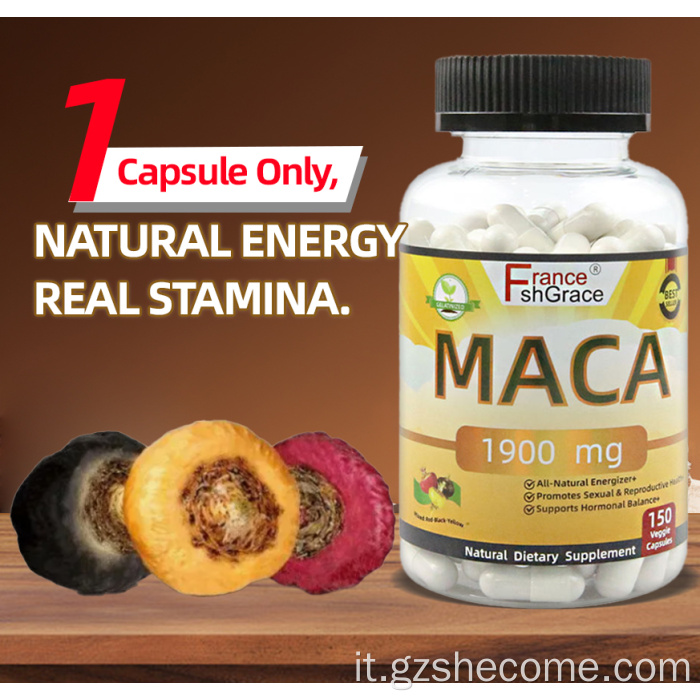 Integratore di maca biologico Capsule di radice di maca per uomini